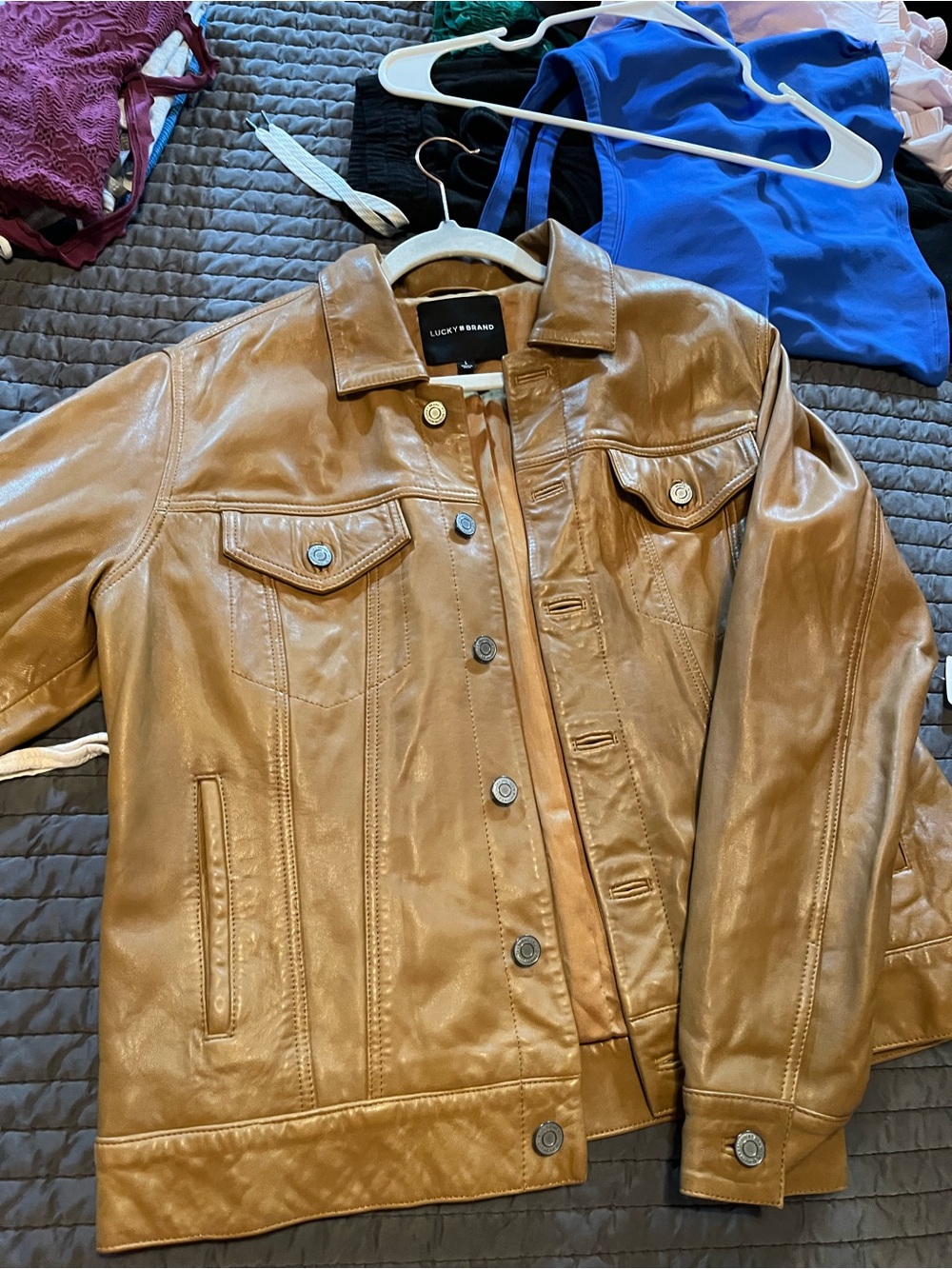 Lucky Brand Leather Trucker Jacket